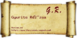Gyurits Rózsa névjegykártya